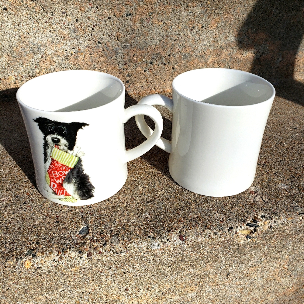 2 NEW Dog With A Christmas Stocking Coffee Cup Mug